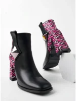 Marshetta Shoes Milano Siyah – Pembe Kadın Topuklu Bot