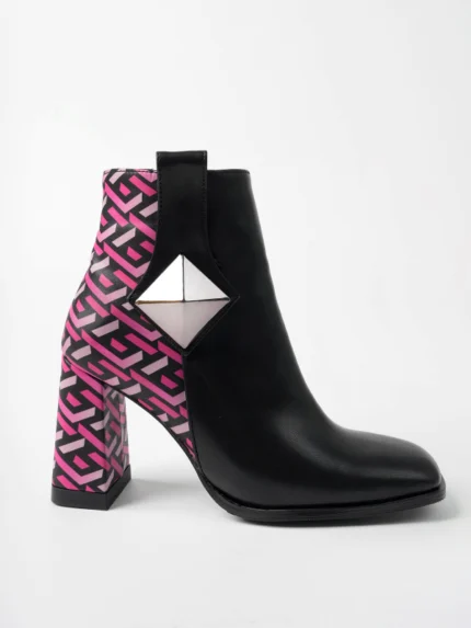 Marshetta Shoes Milano Siyah Pembe Kadın Topuklu Bot