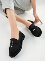 Marshetta Shoes Loressa Model Siyah Keten Kadın Loafer Günlük Ayakkabı