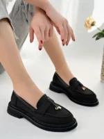 Marshetta Shoes Loressa Model Siyah Keten Kadın Loafer Günlük Ayakkabı