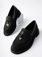 Marshetta Shoes Loressa Model Siyah Keten Kadın Loafer Günlük Ayakkabı