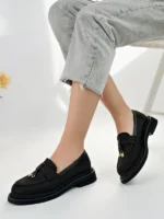 Marshetta Shoes Loressa Model Siyah Keten Kadın Loafer Günlük Ayakkabı