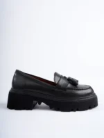 Class Model Siyah Cilt Püsküllü Kadın Loafer Ayakkabı