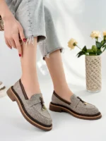Marshetta Shoes Loressa Model Kahverengi Keten Kadın Loafer Günlük Ayakkabı
