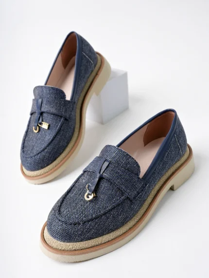 Marshetta Shoes Loressa Model Lacivert Keten Kadın Loafer Günlük Ayakkabı