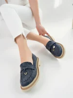 Marshetta Shoes Loressa Model Lacivert Keten Kadın Loafer Günlük Ayakkabı