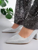 Marshetta Shoes Starlight Model Kadın Gümüş Parlak Abiye Sivri Burun Stiletto Topuklu Ayakkabı