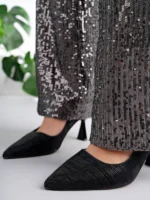 Marshetta Shoes Starlight Model Kadın Siyah Parlak Abiye Sivri Burun Stiletto Topuklu Ayakkabı