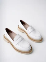 Marshetta Shoes Velora Model Beyaz Cilt Rugan Detaylı Kadın Loafer Günlük Ayakkabı Makosen